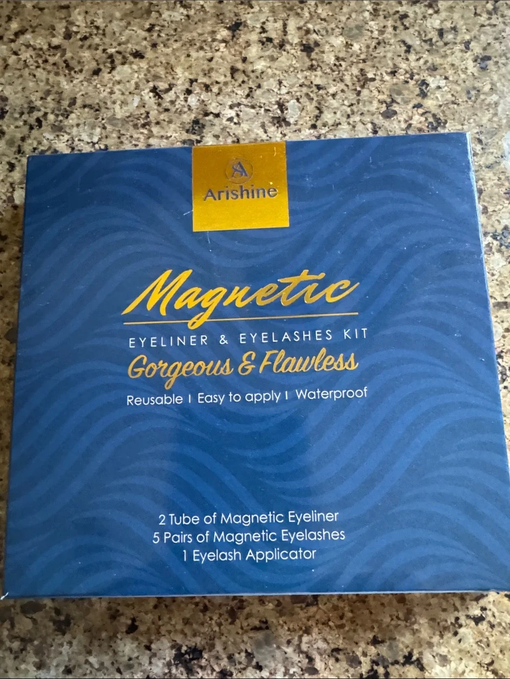 Arishine Magnetic Eyeliner & Eyelashes Kit - Navy Blue & Gold Packaging